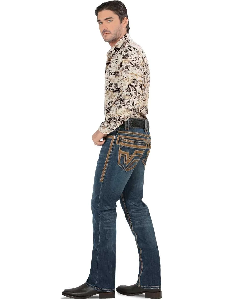 Men's Boot Cut Western Jeans – Stretch Denim Cowboy Pants - Blue 26501 - OriginalWestern.com