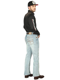 Men's Boot Cut Western Jeans – Stretch Denim Cowboy Pants - Blue 44975 - OriginalWestern.com