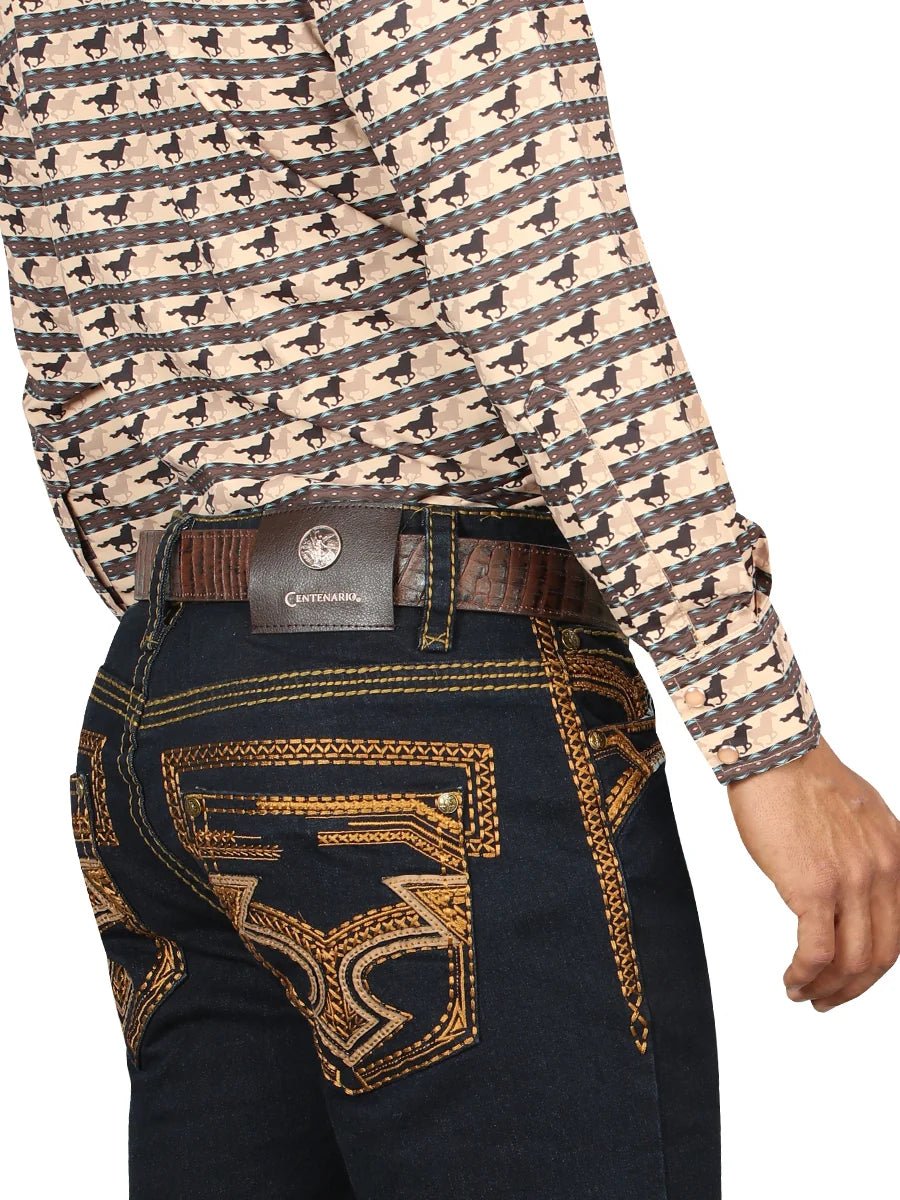 Men's Boot Cut Western Jeans – Stretch Denim Cowboy Pants -Blue 45313 - OriginalWestern.com