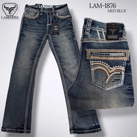 Men's Boot Cut Western Jeans – Stretch Denim Cowboy Pants - Blue LAM-1876 - OriginalWestern.com