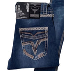 Men's Boot Cut Western Jeans – Stretch Denim Cowboy Pants - Blue Modern 1866 - OriginalWestern.com