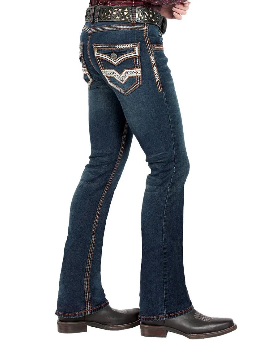Men's Boot Cut Western Jeans – Stretch Denim Cowboy Pants – Dark Blue 1851 - OriginalWestern.com