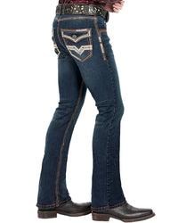 Men's Boot Cut Western Jeans – Stretch Denim Cowboy Pants – Dark Blue 1851 - OriginalWestern.com