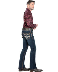Men's Boot Cut Western Jeans – Stretch Denim Cowboy Pants – Dark Blue 1851 - OriginalWestern.com