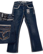 Men's Boot Cut Western Jeans – Stretch Denim Cowboy Pants – Dark Blue 1866 - OriginalWestern.com