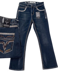 Men's Boot Cut Western Jeans – Stretch Denim Cowboy Pants – Dark Blue 1866 - OriginalWestern.com