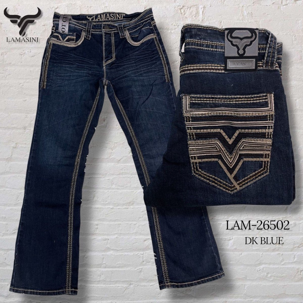 Men's Boot Cut Western Jeans – Stretch Denim Cowboy Pants – Dark Blue 26502 - OriginalWestern.com