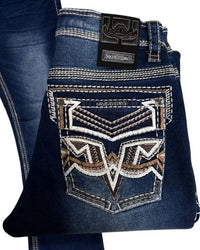 Men's Boot Cut Western Jeans – Stretch Denim Cowboy Pants - Dark Blue 39503 - OriginalWestern.com
