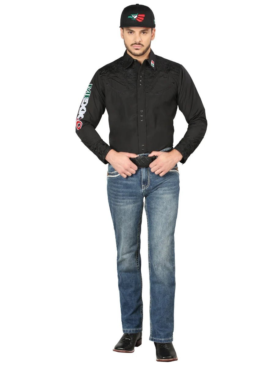 Men's Boot Cut Western Jeans – Stretch Denim Cowboy Pants - Dark Blue 44967 - OriginalWestern.com
