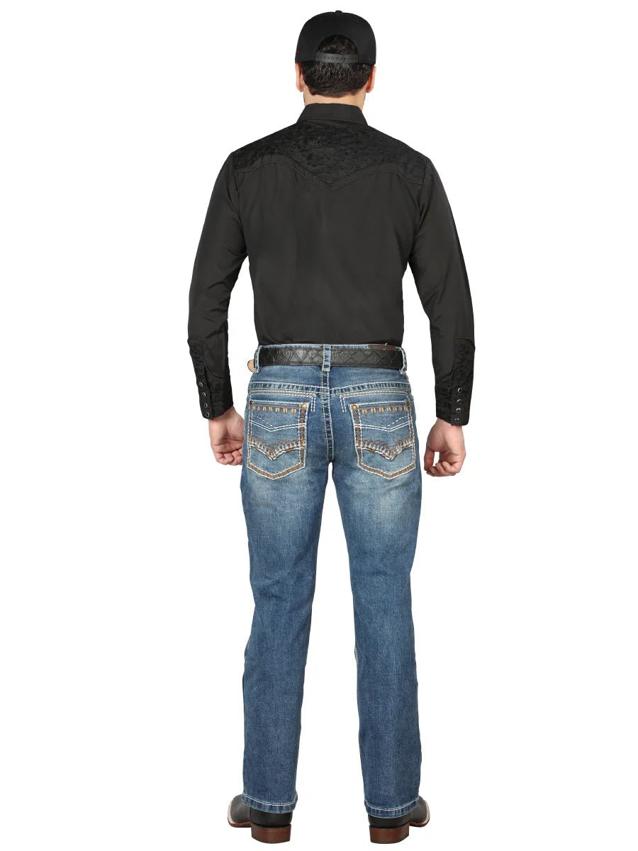 Men's Boot Cut Western Jeans – Stretch Denim Cowboy Pants - Dark Blue 44967 - OriginalWestern.com