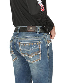 Men's Boot Cut Western Jeans – Stretch Denim Cowboy Pants - Dark Blue 44967 - OriginalWestern.com