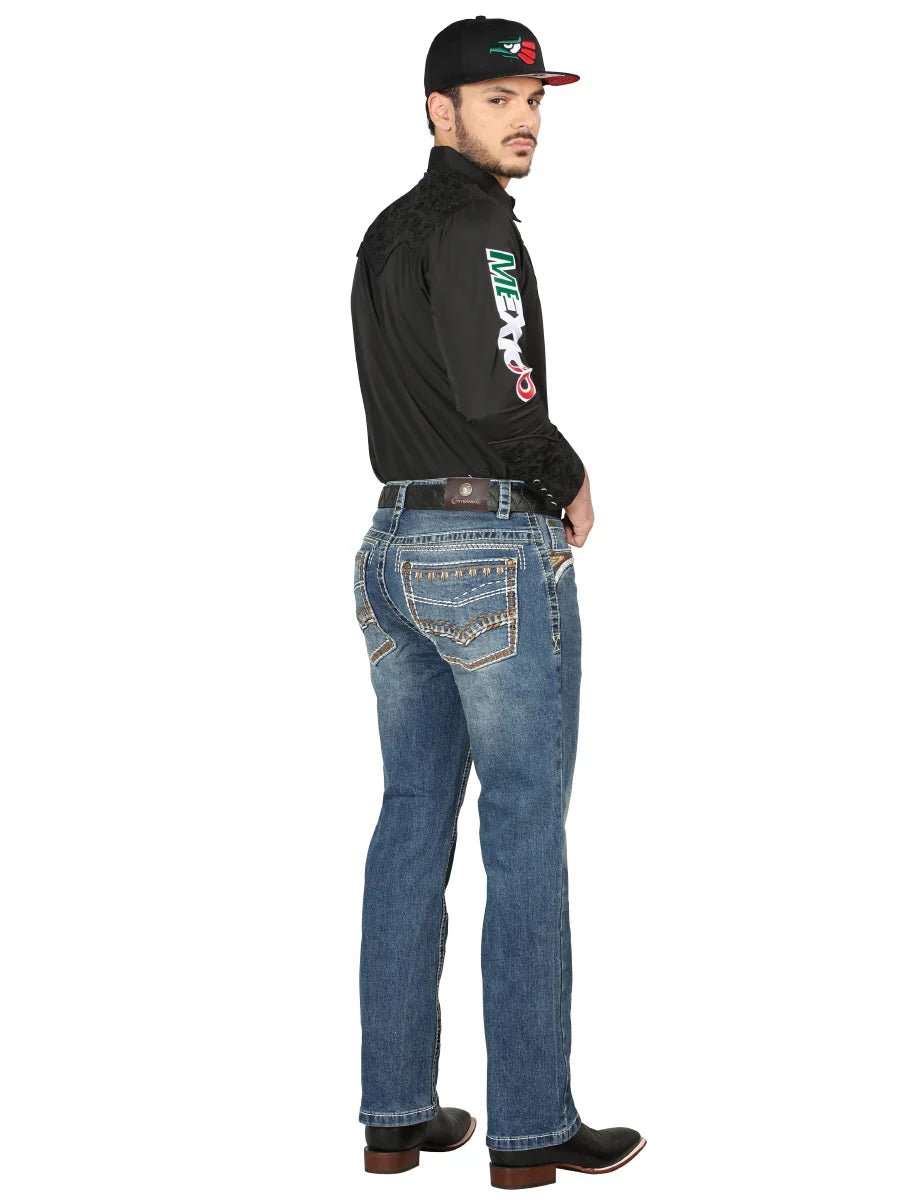 Men's Boot Cut Western Jeans – Stretch Denim Cowboy Pants - Dark Blue 44967 - OriginalWestern.com