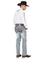 Men's Boot Cut Western Jeans – Stretch Denim Cowboy Pants - Dark Blue 45530 - OriginalWestern.com