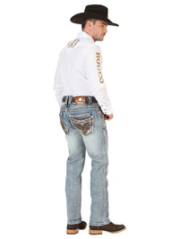 Men's Boot Cut Western Jeans – Stretch Denim Cowboy Pants - Dark Blue 45530 - OriginalWestern.com
