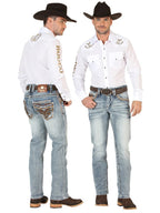 Men's Boot Cut Western Jeans – Stretch Denim Cowboy Pants - Dark Blue 45530 - OriginalWestern.com