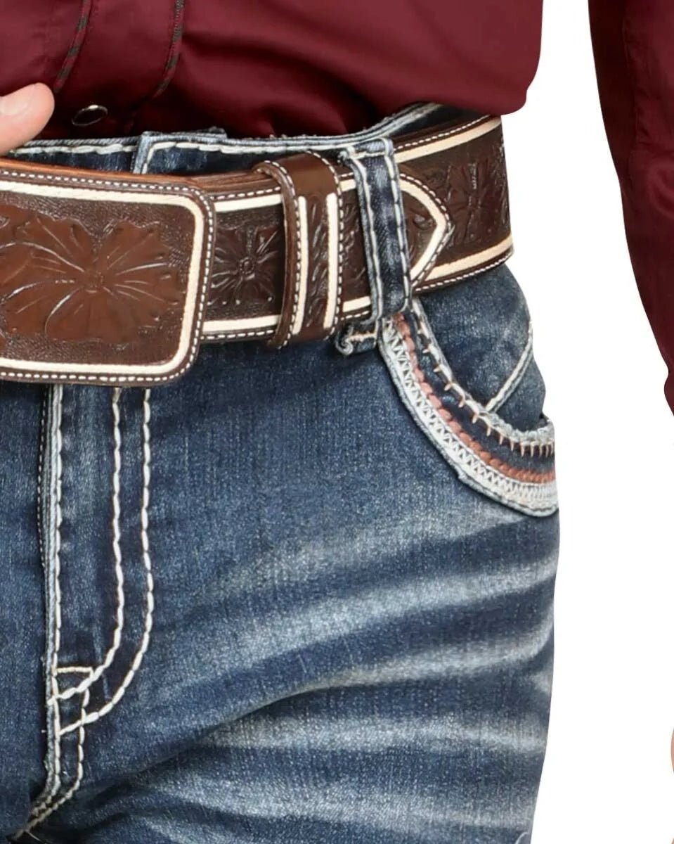 Men's Boot Cut Western Jeans – Stretch Denim Cowboy Pants - Dark Blue 4636 - OriginalWestern.com