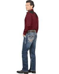 Men's Boot Cut Western Jeans – Stretch Denim Cowboy Pants - Dark Blue 4636 - OriginalWestern.com