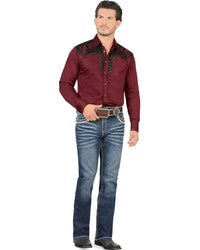 Men's Boot Cut Western Jeans – Stretch Denim Cowboy Pants - Dark Blue 4636 - OriginalWestern.com