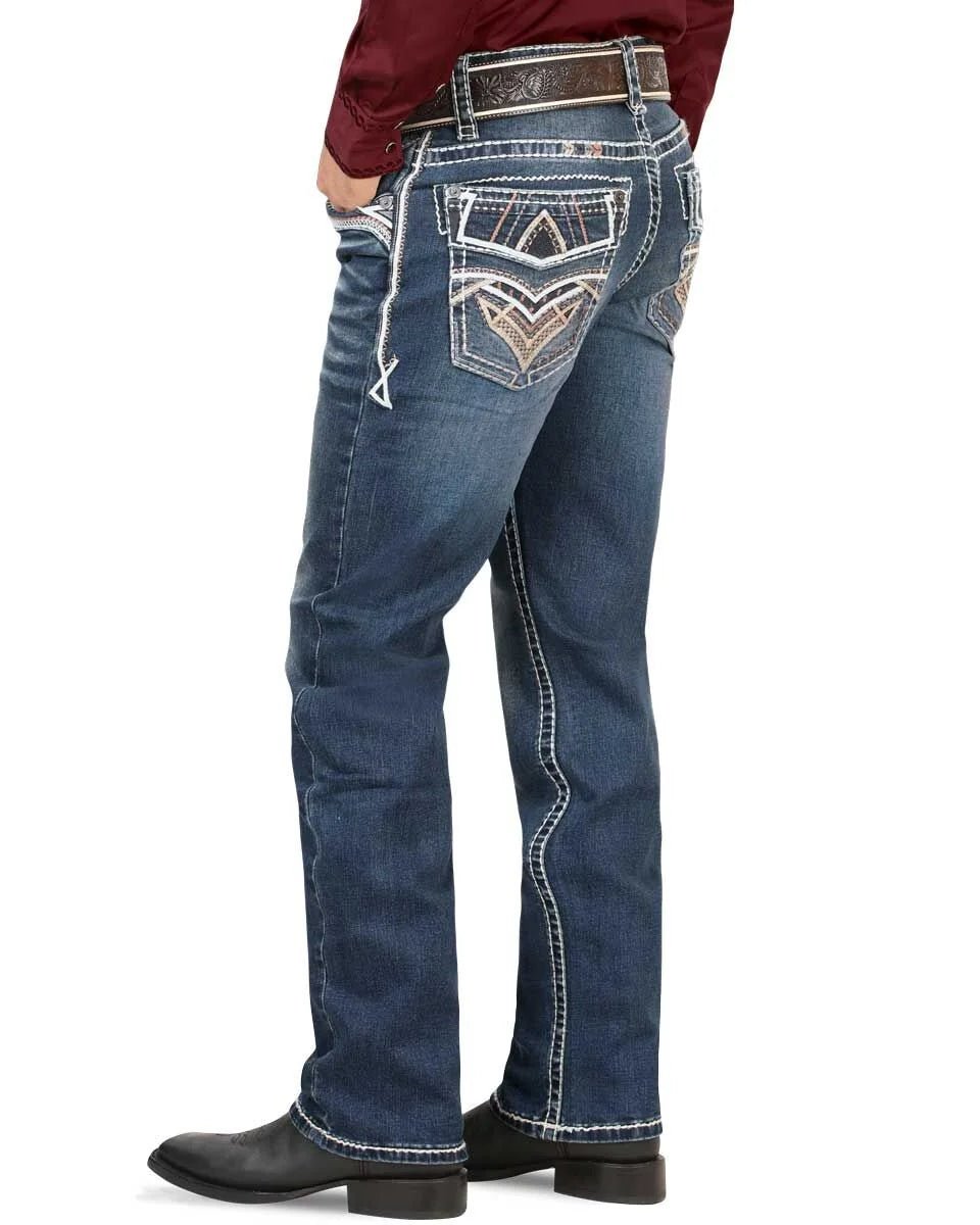 Men's Boot Cut Western Jeans – Stretch Denim Cowboy Pants - Dark Blue 4636 - OriginalWestern.com