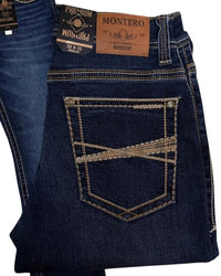 Men's Boot Cut Western Jeans – Stretch Denim Cowboy Pants - Dark Blue 4675 - OriginalWestern.com