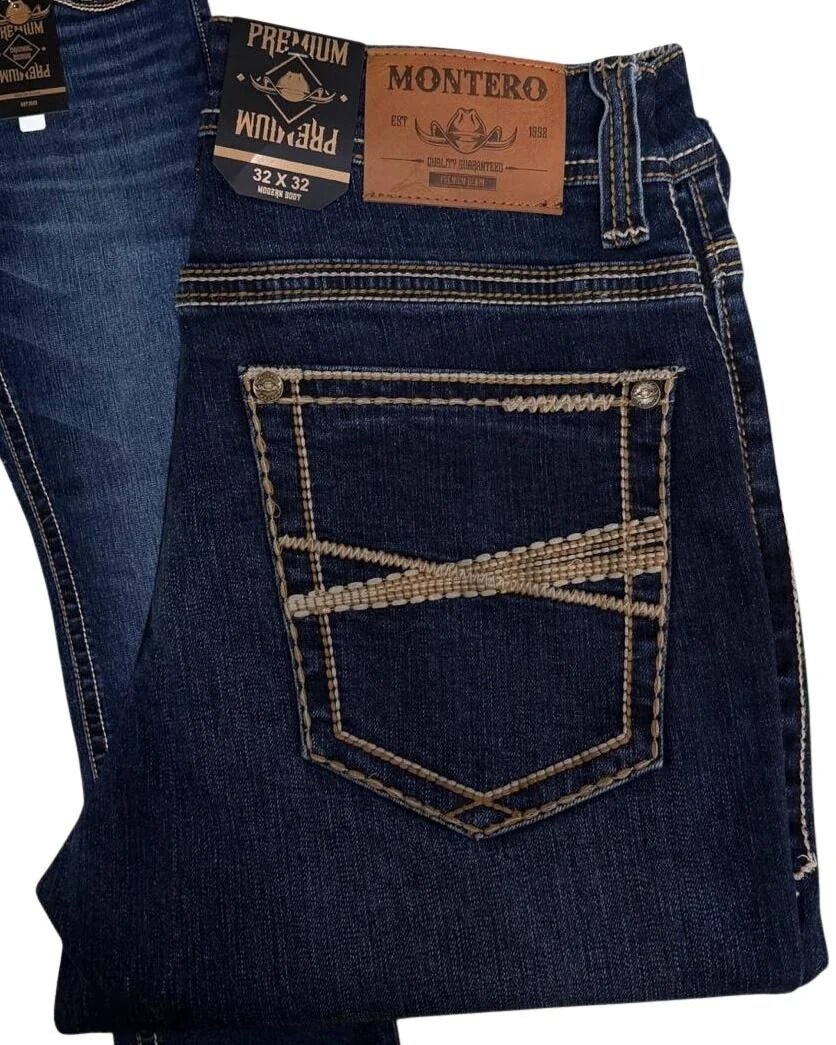 Men's Boot Cut Western Jeans – Stretch Denim Cowboy Pants - Dark Blue 4675 - OriginalWestern.com