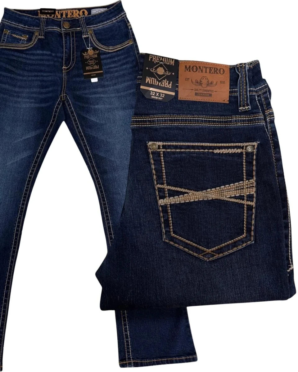 Men's Boot Cut Western Jeans – Stretch Denim Cowboy Pants - Dark Blue 4675 - OriginalWestern.com