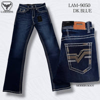 Men's Boot Cut Western Jeans – Stretch Denim Cowboy Pants – Dark Blue 9050 - OriginalWestern.com