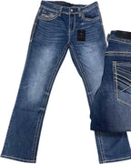 Men's Boot Cut Western Jeans – Stretch Denim Cowboy Pants - Dark Blue 9052 - OriginalWestern.com