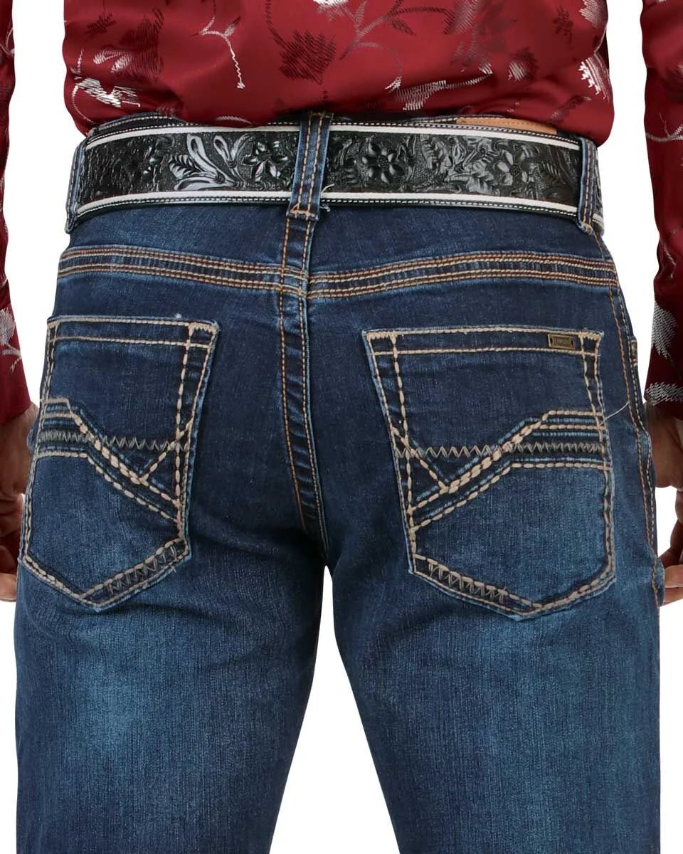 Men's Boot Cut Western Jeans – Stretch Denim Cowboy Pants - Dk Blue 9046 - OriginalWestern.com