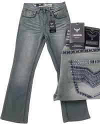Men's Boot Cut Western Jeans – Stretch Denim Cowboy Pants – Gray 1870 - OriginalWestern.com