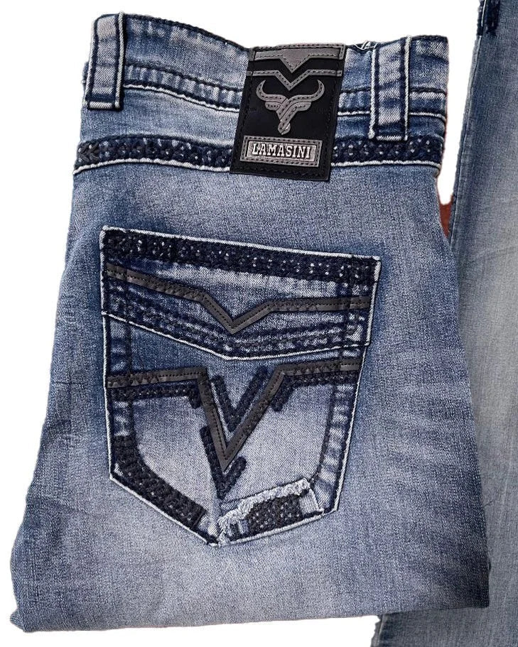 Men's Boot Cut Western Jeans – Stretch Denim Cowboy Pants – Light Blue 1866 - OriginalWestern.com