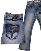 Men's Boot Cut Western Jeans – Stretch Denim Cowboy Pants – Light Blue 1866 - OriginalWestern.com