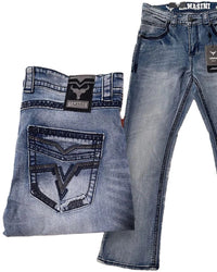 Men's Boot Cut Western Jeans – Stretch Denim Cowboy Pants – Light Blue 1866 - OriginalWestern.com