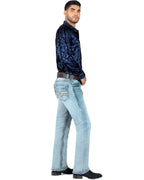 Men's Boot Cut Western Jeans – Stretch Denim Cowboy Pants – Light Blue 1868 - OriginalWestern.com