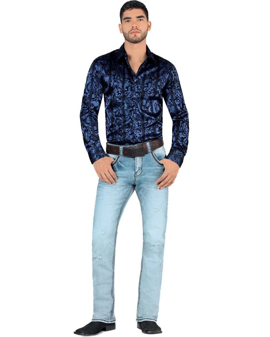 Men's Boot Cut Western Jeans – Stretch Denim Cowboy Pants – Light Blue 1868 - OriginalWestern.com