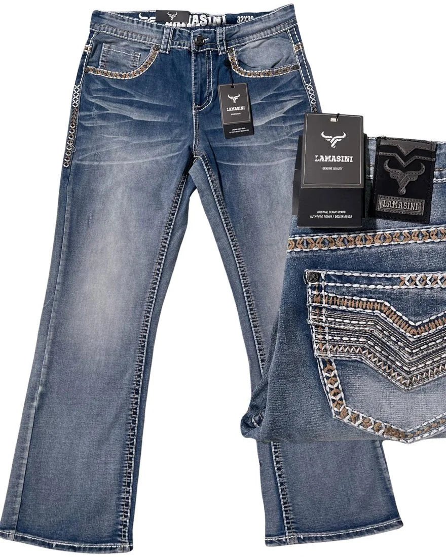 Men's Boot Cut Western Jeans – Stretch Denim Cowboy Pants – Light Blue 1870 - OriginalWestern.com