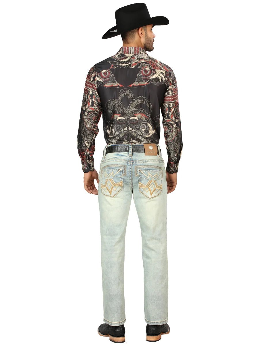 Men's Boot Cut Western Jeans – Stretch Denim Cowboy Pants - Light Blue 45317 - OriginalWestern.com