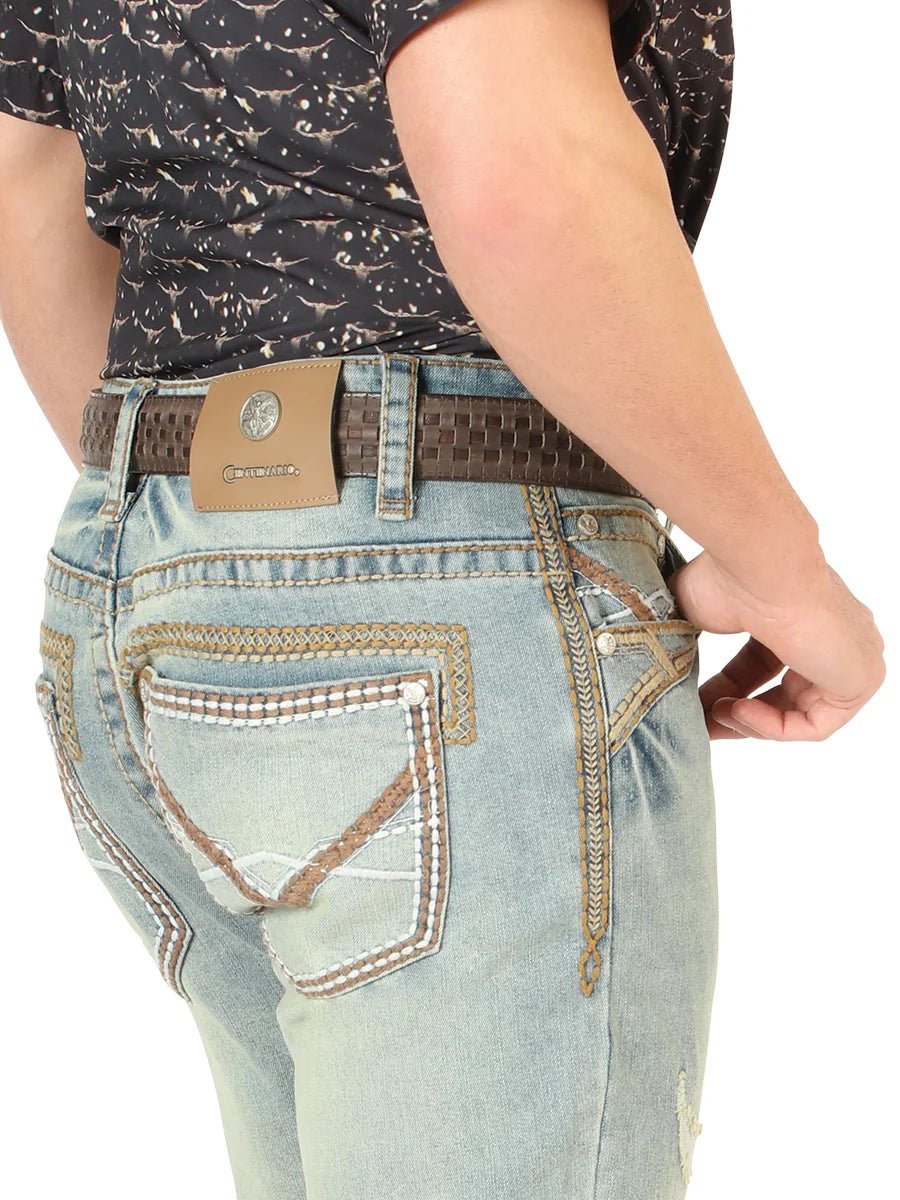 Men's Boot Cut Western Jeans – Stretch Denim Cowboy Pants - Light Blue 45535 - OriginalWestern.com
