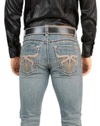 Men's Boot Cut Western Jeans – Stretch Denim Cowboy Pants – Light Blue 4643 - OriginalWestern.com