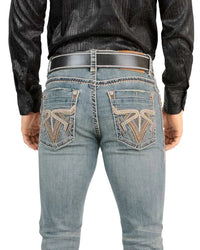 Men's Boot Cut Western Jeans – Stretch Denim Cowboy Pants – Light Blue 4643 - OriginalWestern.com
