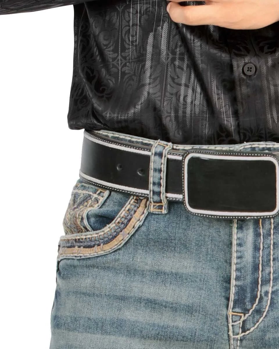 Men's Boot Cut Western Jeans – Stretch Denim Cowboy Pants – Light Blue 4643 - OriginalWestern.com