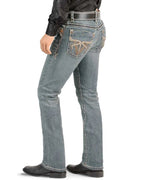 Men's Boot Cut Western Jeans – Stretch Denim Cowboy Pants – Light Blue 4643 - OriginalWestern.com