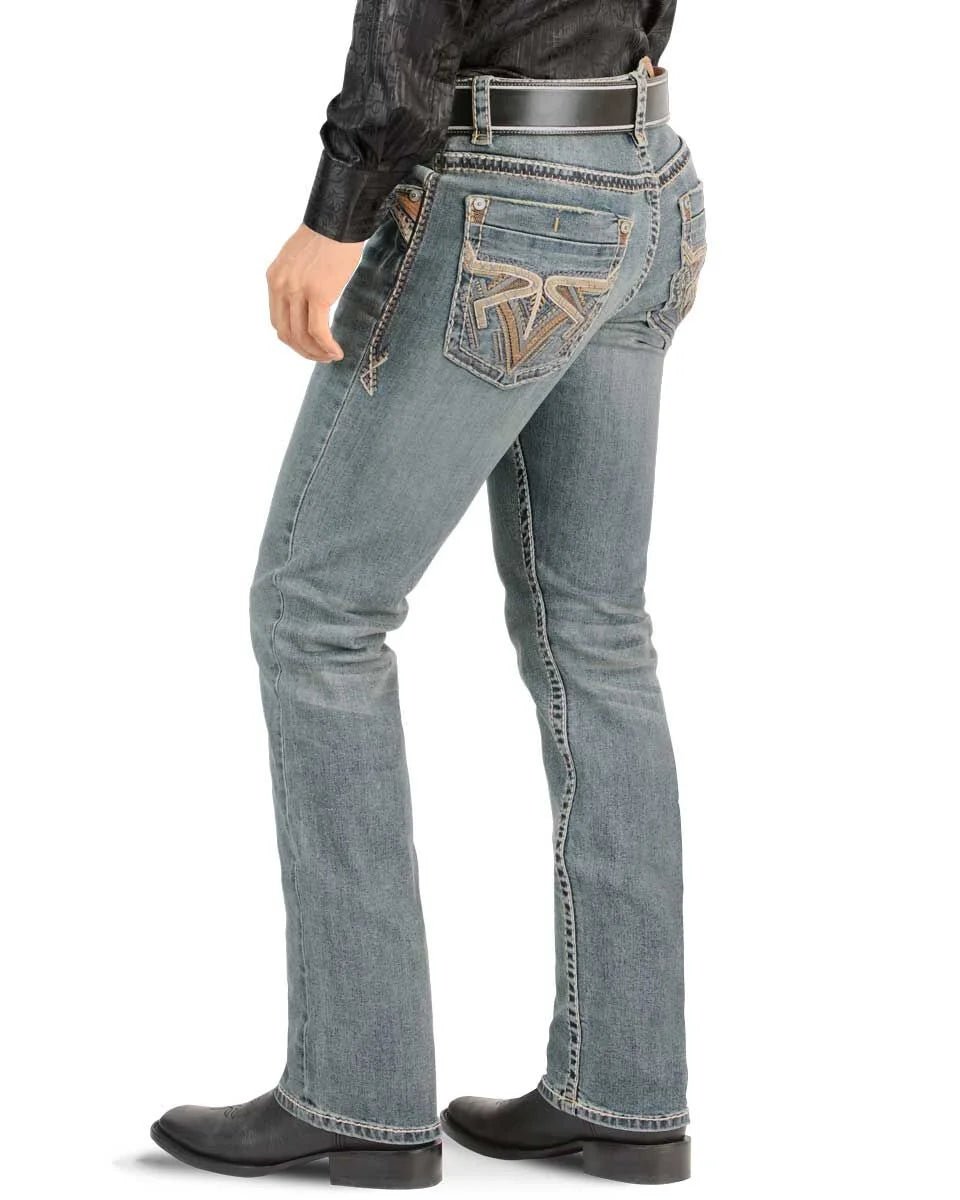 Men's Boot Cut Western Jeans – Stretch Denim Cowboy Pants – Light Blue 4643 - OriginalWestern.com