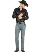 Men's Boot Cut Western Jeans – Stretch Denim Cowboy Pants – Light Blue 4643 - OriginalWestern.com