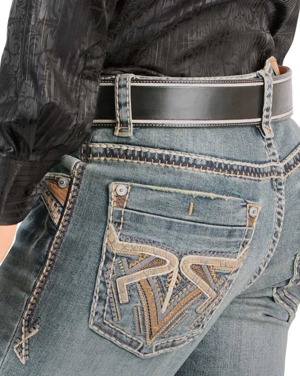 Men's Boot Cut Western Jeans – Stretch Denim Cowboy Pants – Light Blue 4643 - OriginalWestern.com