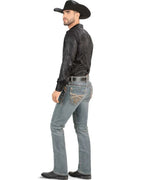 Men's Boot Cut Western Jeans – Stretch Denim Cowboy Pants – Light Blue 4643 - OriginalWestern.com