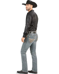 Men's Boot Cut Western Jeans – Stretch Denim Cowboy Pants – Light Blue 4643 - OriginalWestern.com