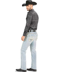 Men's Boot Cut Western Jeans – Stretch Denim Cowboy Pants - Light Blue 4644 - OriginalWestern.com