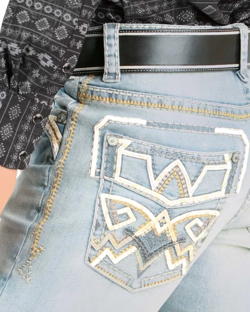 Men's Boot Cut Western Jeans – Stretch Denim Cowboy Pants - Light Blue 4644 - OriginalWestern.com