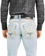 Men's Boot Cut Western Jeans – Stretch Denim Cowboy Pants - Light Blue 4644 - OriginalWestern.com